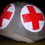 Close-up of a hand-painted helmet.