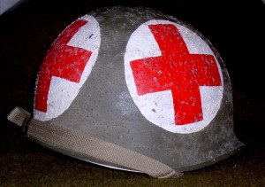 Close-up of a hand-painted helmet.